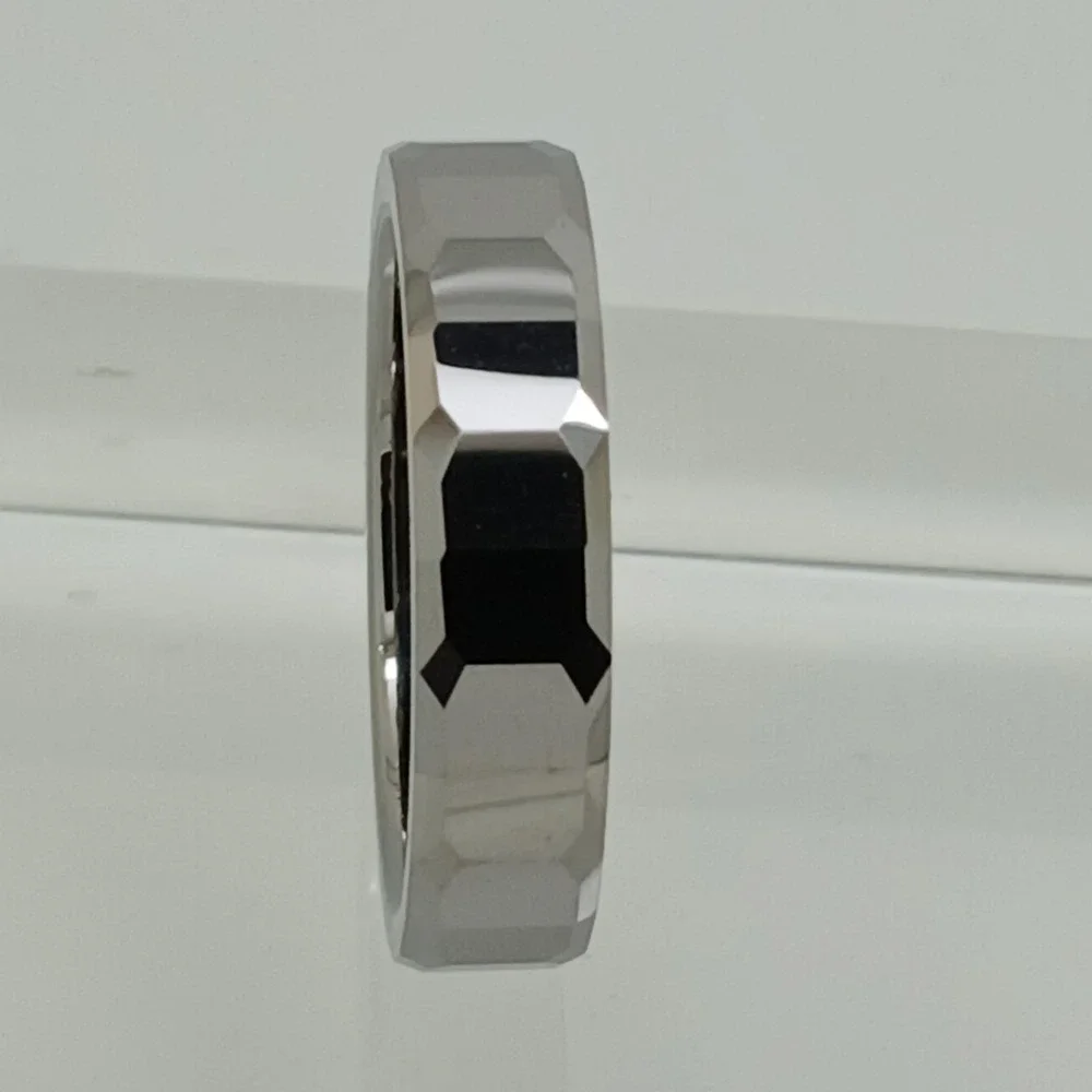 Vintage Tungsten Faceted Band Ring Size 12.25 Silver 6mm Y2K 1990s New Old Stock